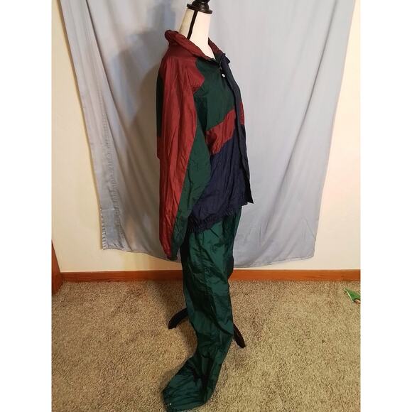 Thomas E Wilson vintage warm up / track suit green and burgundy - Picture 2 of 11